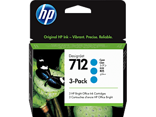 Pack de 3 Cartuchos de Tinta HP DesignJet 712 Cian de 29 ml  (3ED77A)