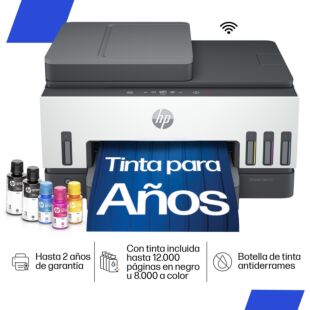 Impresora Multifuncional HP Smart Tank 790 Tinta Continua, Color, Wi-Fi, Smart App, Dúplex, ADF Alimentador Automático, Fax (4WF66A)