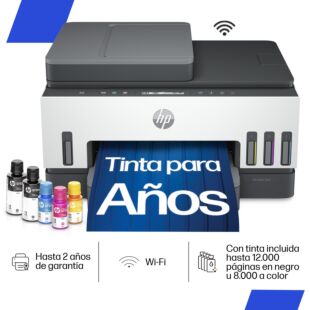Impresora Multifuncional HP Smart Tank 750 Tinta Continua, Color, Wi-Fi, Smart App, Dúplex, ADF Alimentador Automático (6UU47A)