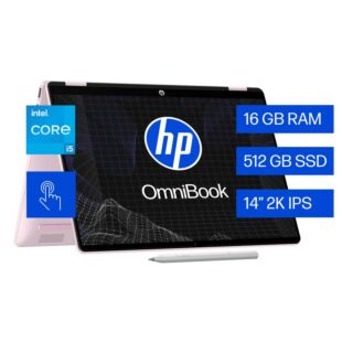 Laptop HP OmniBook 5 Flip 14-fp0057la, Intel Core i5, 16 GB RAM, 512 GB SSD, 14"" 2K Táctil, Windows 11 Home