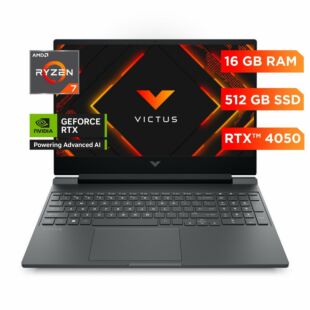 Laptop HP Gaming VICTUS Victus Gaming 15-fb3021la, AMD Ryzen 7, 16 GB GPU NVIDIA® GeForce RTX™ 4050, 512 GB SSD, 15.6, FHD Windows 11 Home - 15.6" - Plata mica, logotipo cromado negro (BT4F1LA)