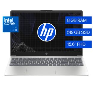 Laptop HP 15-fd0331la, Intel Core 3, 8 GB ram, 512 GB SSD, 15.6"" FHD, Windows 11 Home