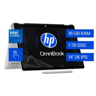 Laptop HP OmniBook 5 Flip 2-in-14-fp0074la, Intel Core 7, 16 GB, 1 TB SSD, 14, Pantalla táctil, 2K Windows 11 Home