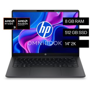 Laptop HP OmniBook 3 14-hy0030la, AMD Ryzen 3, 8 GB RAM, 512 GB SSD, 14"" 2K, Windows 11 Home