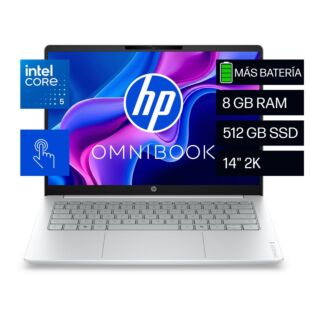 Laptop HP OmniBook 3 14-hu0052la, Intel Core 5, 8 GB RAM, 512 GB SSD, 14"" Táctil 2K, Windows 11 Home