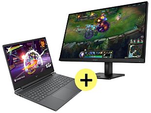 Laptop HP Victus Gaming15-fb3020la + Monitor HP OMEN 27 G2 GAM 27in Full HD 180Hz - 15.6" - Plata mica, logotipo cromado negro (BT4F7LA-1)