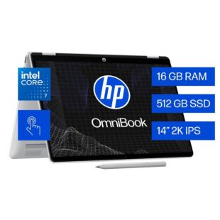 Laptop HP OmniBook 5 Flip 2-in-1 14-fp0070la, Intel Core 7, 16 GB RAM, 512 GB SSD, 14"" táctil 2K, Windows 11 Home
