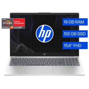 Laptop HP 15-fc0372la, AMD Ryzen 7, 16 GB RAM, 512 GB SSD, 15.6" FHD, Windows 11 Home - 15.6" - ‌Natural silver (D5MN2LA)