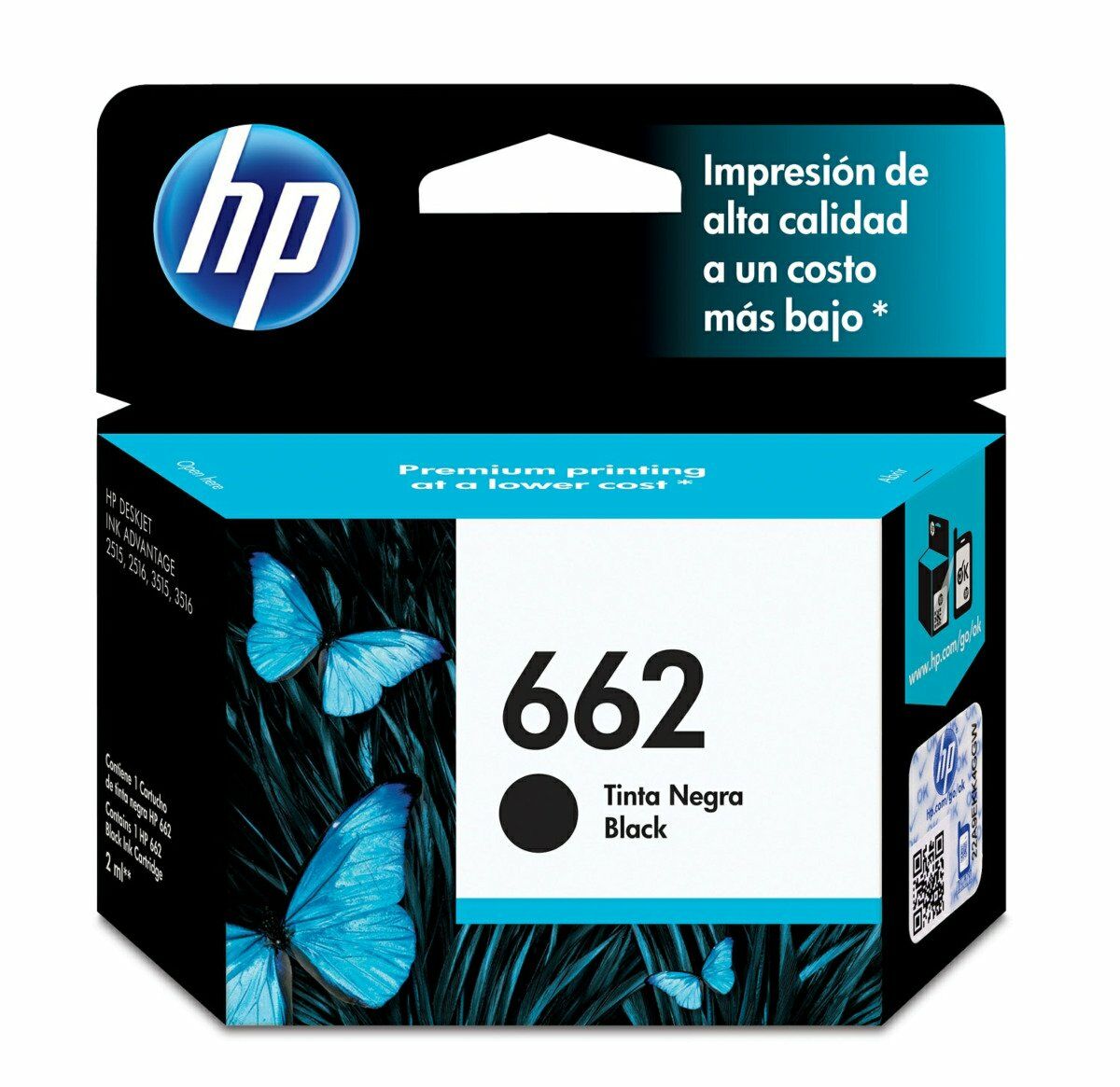 Cartucho de Tinta HP 662 Negro Original (CZ103AL) 1015/2515/4645 120 pag.