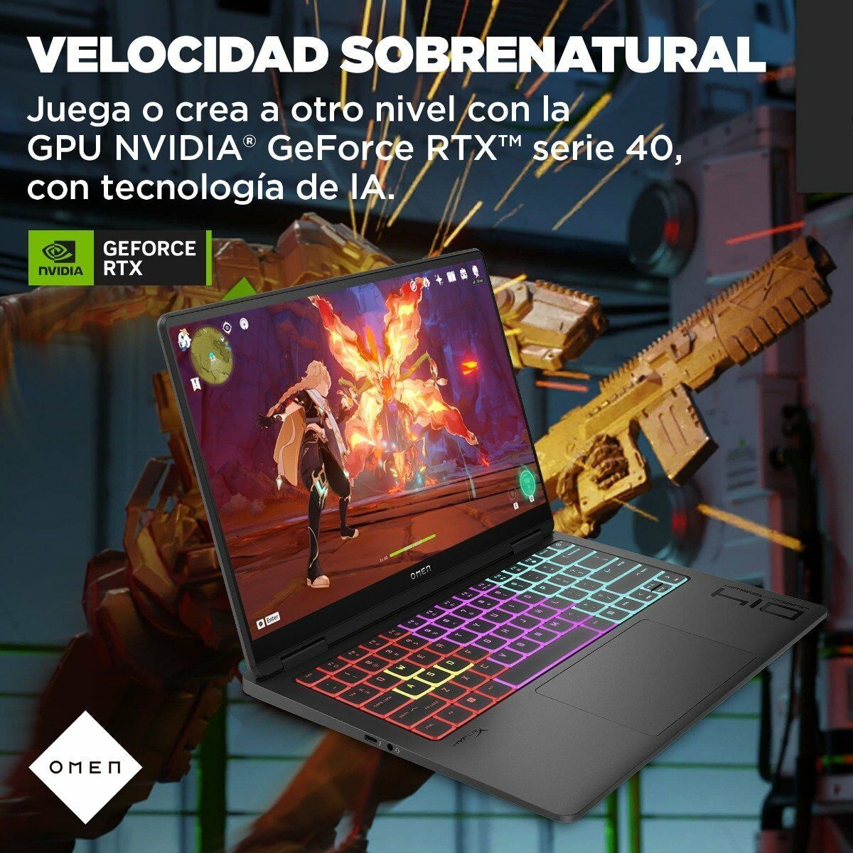 Laptop Gamer HP Omen 14-FB0001LA Intel Core Ultra 7-155H / 16GB / SSD 1TB / RTX4060 8GB / 14" OLED / W11H