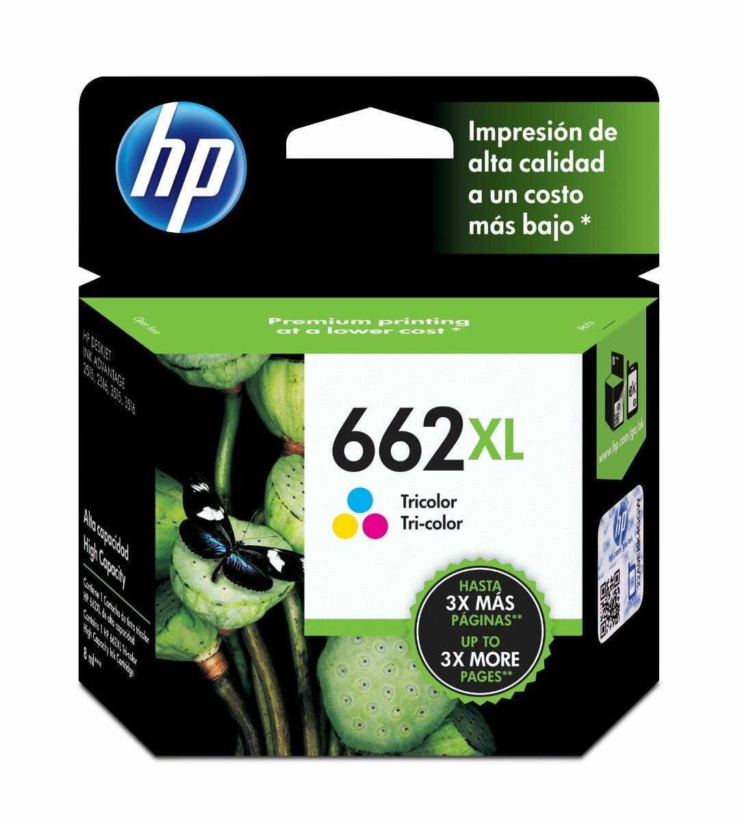 Cartucho de Tinta HP 662XL CZ106AL Tricolor Original 1015/2515/4645 300 pag.