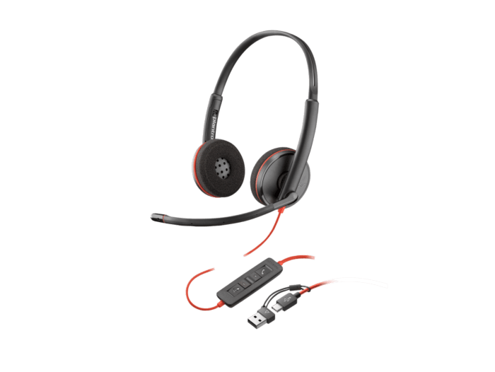 HP Poly Auriculares estreo USB-C  Blackwire 3220 + adaptador USB-C/A (8X228A6)