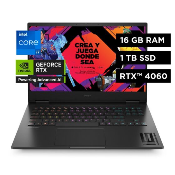 Laptop HP Gamer OMEN 16-wd0012la, Intel® Core™ i7, 16GB RAM, GPU NVIDIA® GeForce RTX™ 4060, 1 TB SSD, 16.1