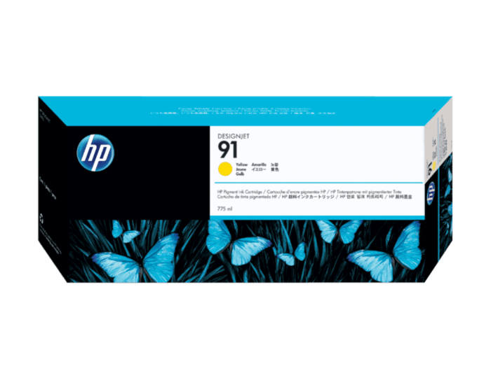 Cartucho de Tinta HP 91 DesignJet Amarillo Original de 775ml (C9469A) - Center facing