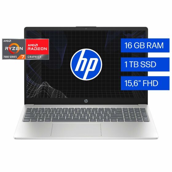 Laptop HP 15-fc0276la, AMD Ryzen 7, 16 GB, 1 TB SSD, 15.6, FHD Windows 11 Home - 15.6