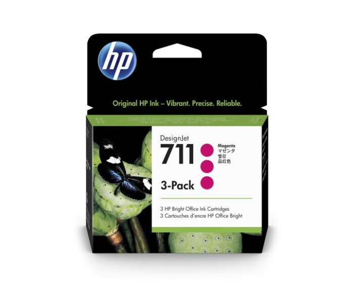 Pack de 3 Cartuchos de Tinta HP 711 Magenta de 29 ml DesignJet (CZ135A)